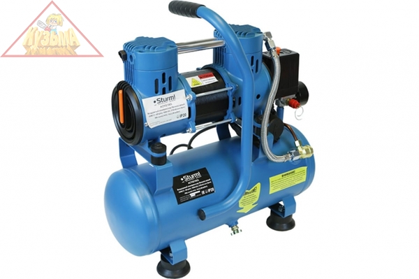 Компрессор воздуш.безмасл.бесшумн. 900Вт,10л,2750об/мин,180л/мин, 8бар, Sturm!, арт. AC93210OL