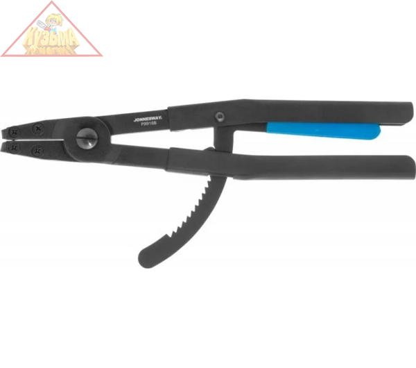 Щипцы загнутые 90° с фиксатором для стопорных колец Jonnesway, сжим, 85-170 мм, 3.5-4.0 мм, 400 мм арт. P9916B