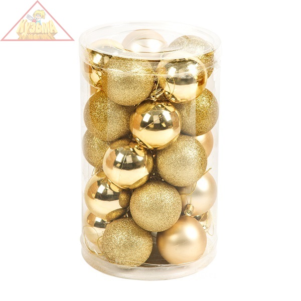 Набор ёлочных шаров Winter Glade, пластик, золотой микс, 25 шт в упаковке 60125G001