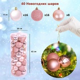 Набор ёлочных шаров Green Glade, пластик, розовый микс, 40 шт в упаковке