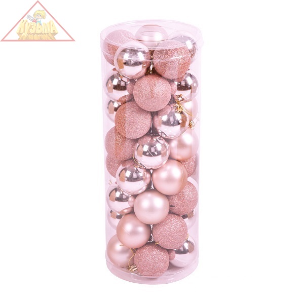 Набор ёлочных шаров Green Glade, пластик, розовый микс, 40 шт в упаковке