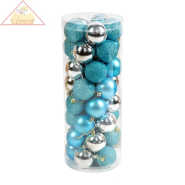Набор ёлочных шаров Winter Glade, пластик, синий/серебро микс, 40 шт в упаковке