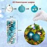 Набор ёлочных шаров Winter Glade, пластик, синий/серебро микс, 40 шт в упаковке