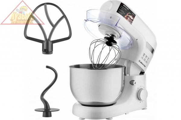 Кухонная машина BRAYER BR1502, 1000 Вт, 5,5 л, 10 режимов, начадка для смеш, замеш, венчик,крышка
