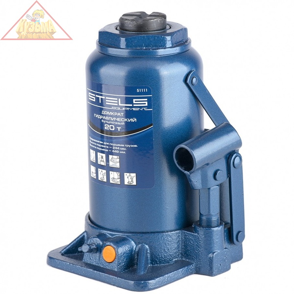 Домкрат гидравлический бутылочный, 20 т, H подъема 244-449 мм Stels (51111)