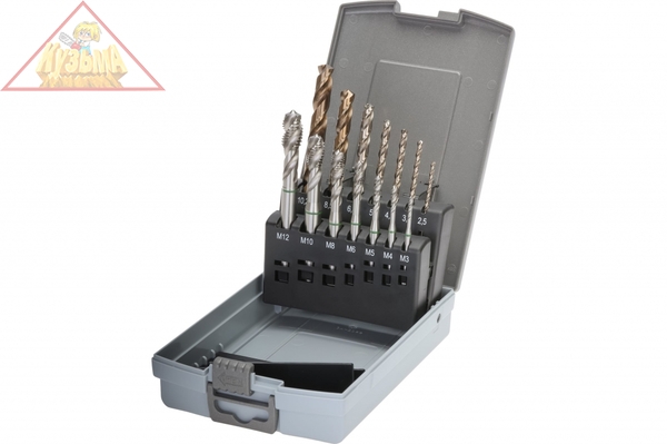 Набор машинных метчиков RUKO HSS-Co5 35 град.M3-M12 со сверлами 245052RO