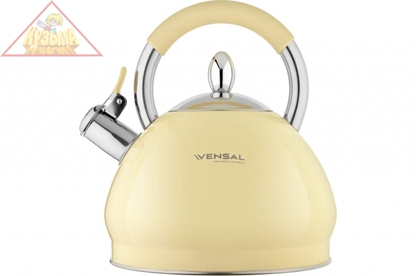 Чайник Vensal Vanille со свистком 3,0 л с ручкой из нержавеющей стали и силикона арт. VS3005