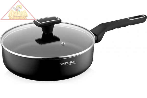 Сковорода Vensal Velours noir 24см глубокая с крышкой, арт. VS1012