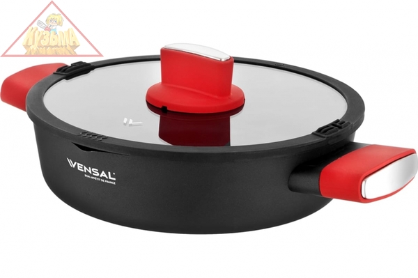 Сотейник с крышкой Vensal Velours rouge кованый 24см, арт. VS1026