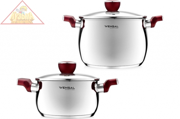 Набор 4 предмета VENSAL Joli нержавеющая сталь, кастрюля с крышкой 2.4 л, 18 см, кастрюля с крышкой 6 л, 22 см VS1549