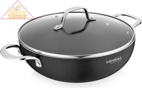 Вок с крышкой Vensal Vertu штампованный 28см, арт. VS1037