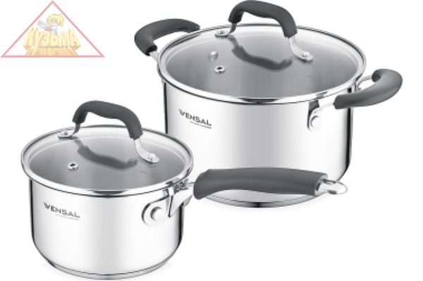 Набор 4 предмета Vensal Coquet из кастрюли 3,7л(20см) и ковша 2л(16см) из нержавеющей стали, арт. VS1509