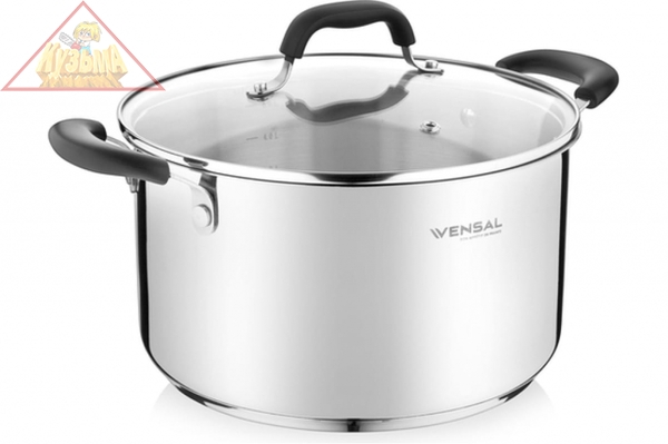 Кастрюля с крышкой Vensal Coquet из нержавеющей стали 6,3л (24см), арт. VS1507