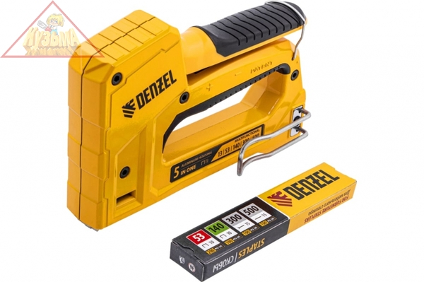 Степлер мебельный, тип 53 и 13, 6-14мм, тип 140, 10-14мм, тип 300, 15мм, тип 500, 15мм Denzel (40215)