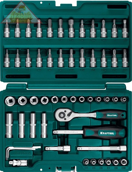 Универсальный набор инструмента, 57 предметов KRAFTOOL  X-Drive, 1/4", 27885-H57