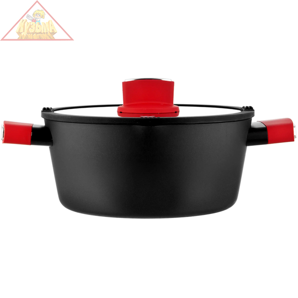 Кастрюля алюминиевая VENSAL 1046VS со стеклянной крышкой 4 л Velour Rouge кованный алюминий VS1046