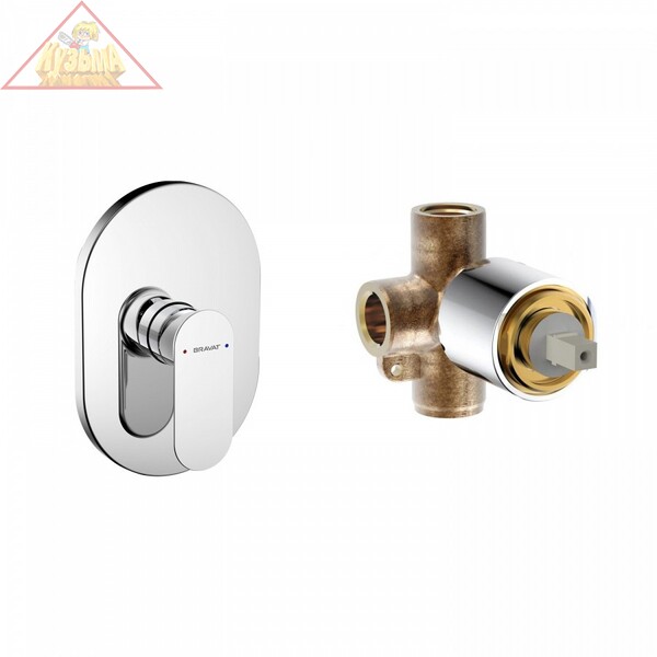 Встраиваемый смеситель 1-функц. Внешняя часть и тело BRAVAT арт F865CP-SET