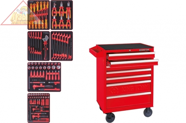 Набор инструментов KING TONY "HIGH VOLTAGE" в красной тележке, 117 предметов 934-117MRVE