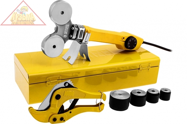 Аппарат для сварки пластиковых труб DENZEL DWP-750, 750 Вт, 260-300 град, комплект насадок, 20-40 мм (арт. 94203)