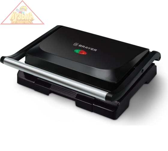 2010BR Гриль – пресс электрический BRAYER 1000 Вт, разм.пласт 25.5x17.5 см, антипр.покр, защит.перег