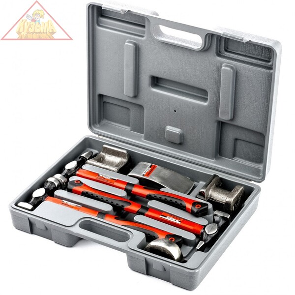 Набор рихтовочный, 3 молотка с фибергласовыми ручками, 4 наковальни, в пласт. боксе MATRIX 10845