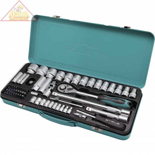 Набор торцевых головок с трещоткой, 1/2 и 1/4, 69 предметов Stels (13576)