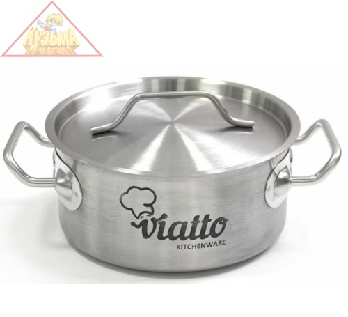 Кастрюля из нержавеющей стали VIATTO SD12213 с тройным дном 220x130 мм объем 5 л