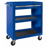 Тележка открытая "Оптима", 3 полки и ящик, синяя Мастак 520-01580MB