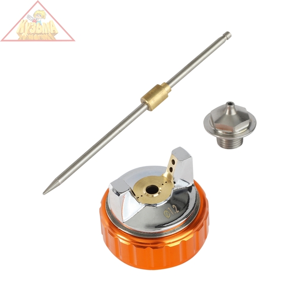 Сопло (ремкомплект) для краскораспылителя PATRIOT NLV 1.2, сопло 1,2 мм, игла, форсунка, зажим сопла, для пневмокраскопульта LVLP 1,2A 830902019