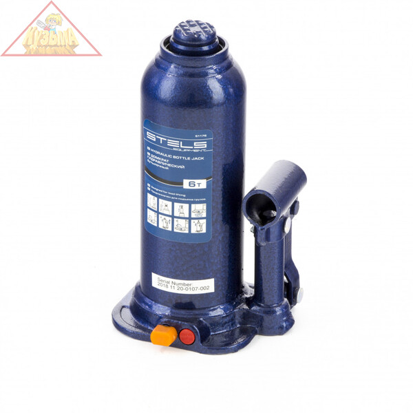 Домкрат гидравлический бутылочный, 6 т, h подъема 207-404 мм, в пластиковом кейсе Stels (51176)