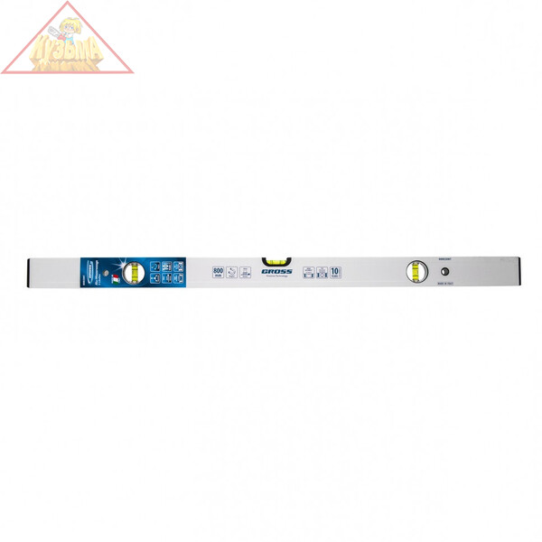 Уровень алюминиевый, 800 мм, фрезерованный, 3 глазка, магнитный Gross, 33672