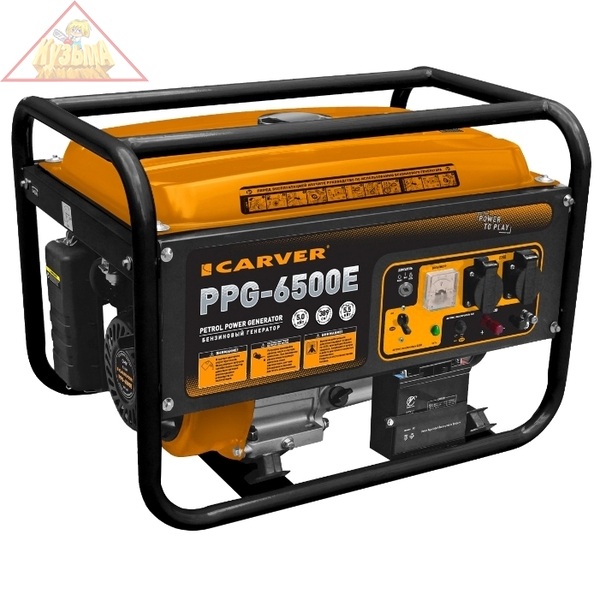Генератор бенз.  CARVER PPG- 6500Е (LT-188F, 5,0/5,5кВт, 220В, бак 25л, эл.стартер, обмотка медь)
