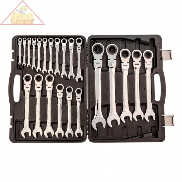 Набор ключей комбинированных, трещоточных шарнирных 22 шт. Matrix, 14800