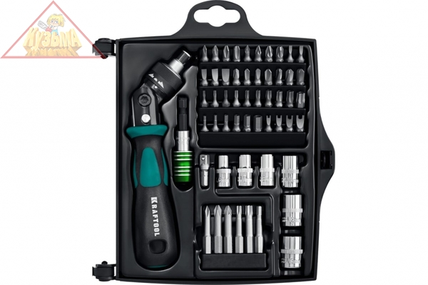 Реверсивно-рычажная отвертка с насадками KRAFTOOL X-Force-55 55 шт 25554-H55_z01