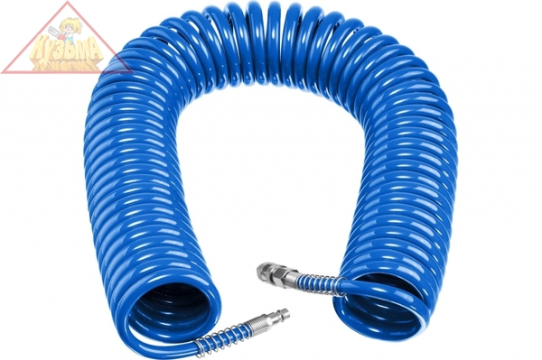 Воздушный спиральный шланг ЗУБР с фитингами рапид, 20 м, 8x12 мм, 15 бар 6472-20