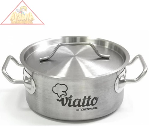 Кастрюля из нержавеющей стали VIATTO SD12010 с тройным дном 200x100 мм объем 3 л