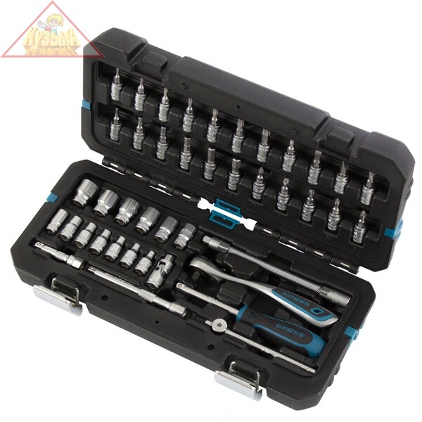 Набор инструментов 42 предмета, 120 зубьев, CrV, 1/4" GROSS, арт. 14146