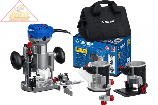 Кромочный фрезер ЗУБР Профессионал 750 вт, 3 основания, сумка ФПК-750Н