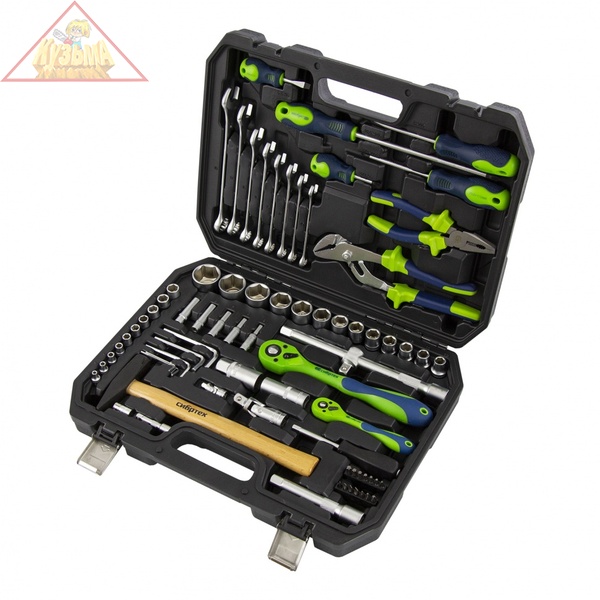 Набор инструментов Сибртех 1/2, 1/4, CrV, пластиковый кейс 76 предметов, арт. 13528