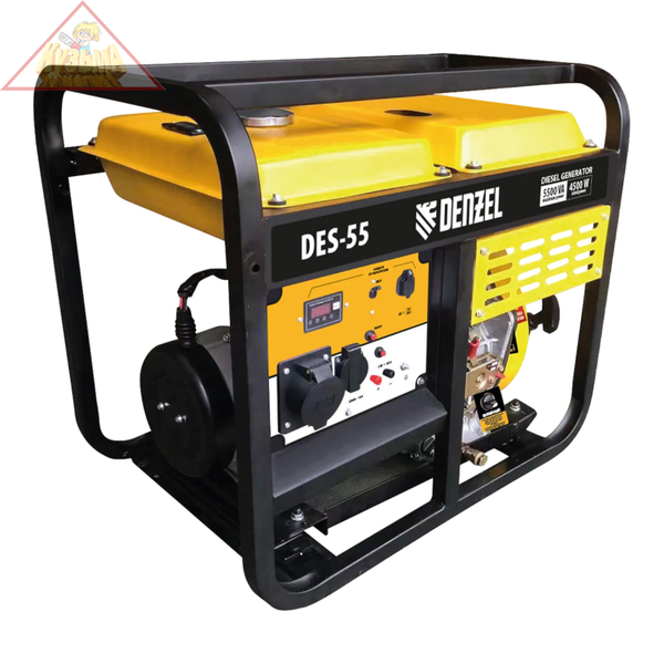 Генератор дизельный DES-55, 5,5 кВт, 230 В, 11 л, ручной стартер Denzel  94413