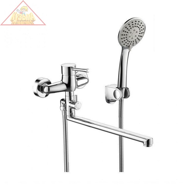 Смеситель для ванны с душем длинный излив Bravat Slim F6332366CP-01L-RUS