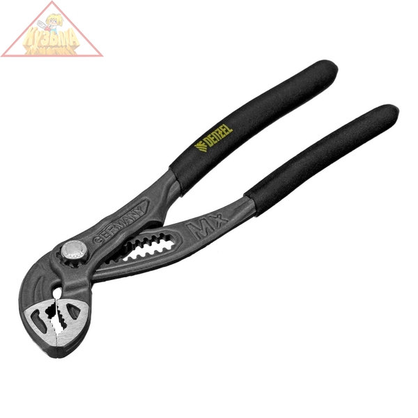 Клещи переставные, кнопочный механизм, обливные рукоятки, 180 мм Denzel, арт. 17905