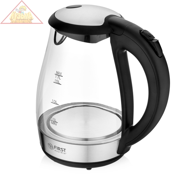Чайник FIRST Mощность 2200 Вт.Корпус из термостойкого стекла.объем 1.7 л.Бесцветное стекло арт.FA-5405-8