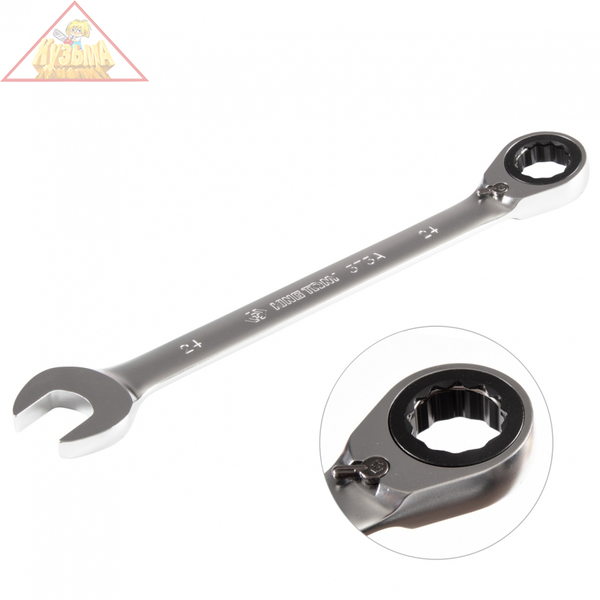 Трещоточный комбинированный ключ с реверсом KING TONY 24 мм 373A24M