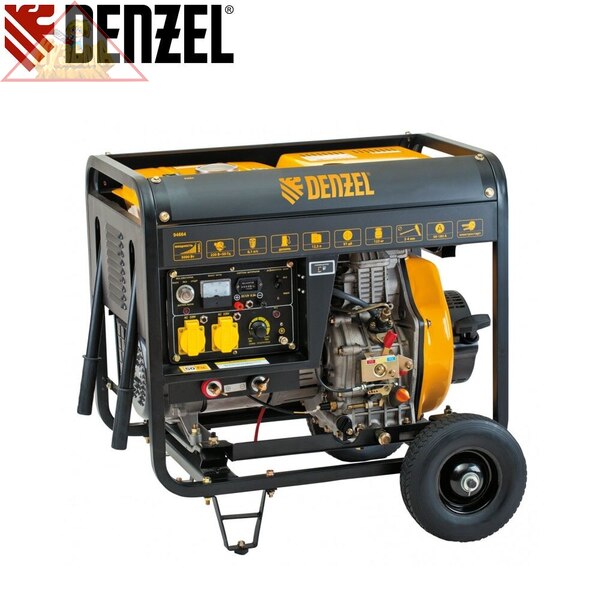 Дизельная сварочная генераторная установка DW180E Denzel 4,5 кВт, 220В/50Гц, 12,5 л, электростарт (арт. 94664)
