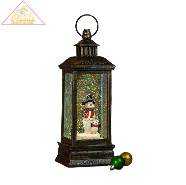 Новогодний фонарь Winter Glade Снеговики F209-2
