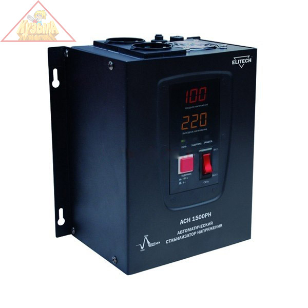 Стабилизатор напряжения Elitech АСН 1500РН, 1ф, 220В±10%, 1500Вт, 6,5А, 5,1кг (арт. 171764)