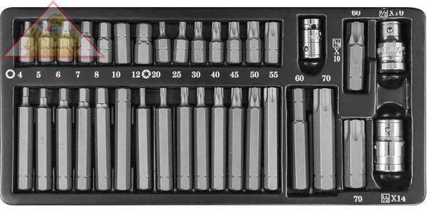S29H4135S Набор вставок-бит 10 мм и 14 мм DR с переходниками, 35 предметов Jonnesway