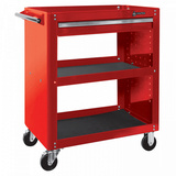 Тележка открытая "Оптима", 3 полки и ящик, красная Мастак 520-01580MR