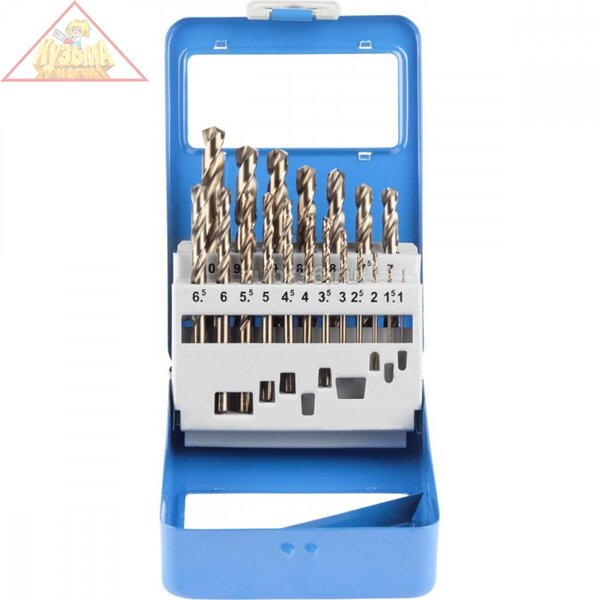 ЗУБР КОБАЛЬТ 19шт(1-10мм), Набор сверл по металлу, сталь Р6М5К5, класс А, мет.бокс, 29626-H19-M